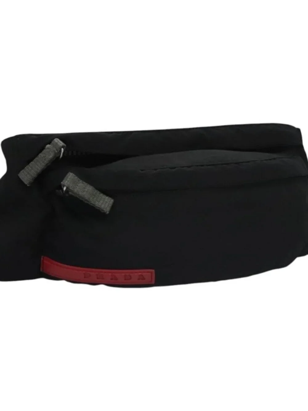 PRADA Sports Waist Bag Nylon Black Gray Silver Auth ar13262